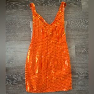 Orange Sequence Formal Dress
